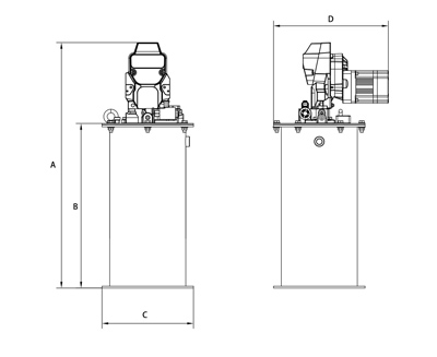 Drawing of C FLOW Single Line Lubrication Pump